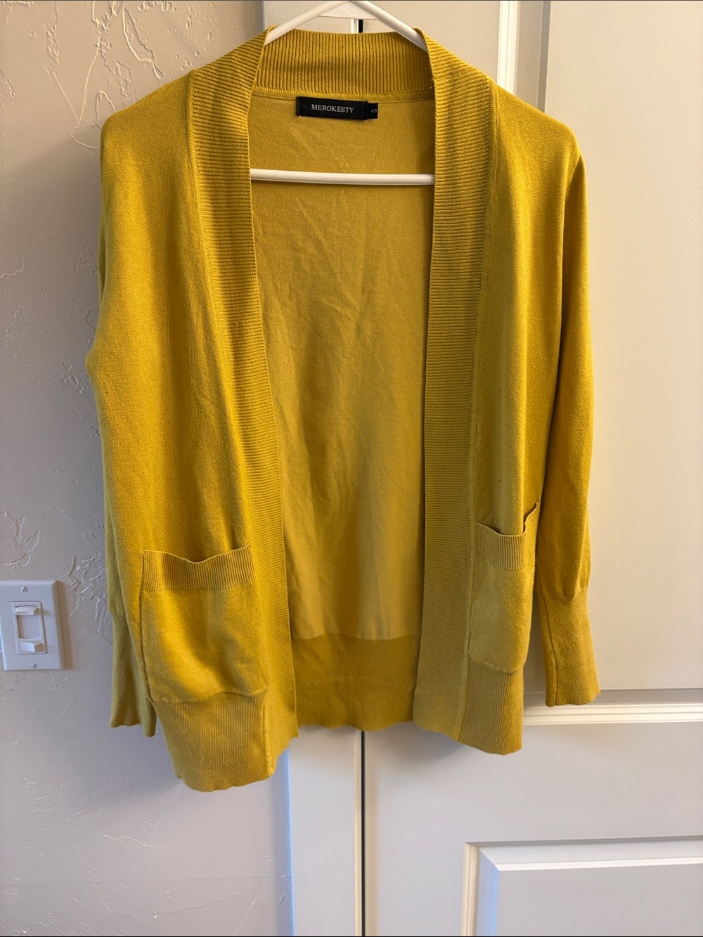 Open-Front Mustard Yellow Cardigan by MEROKEETY